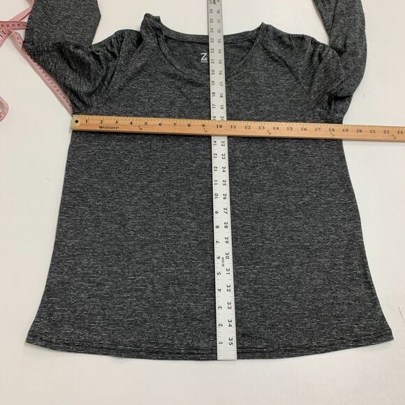 Z by Zella Puff Sleeve Shirt Womens M Medium Long Sleeve Heather Gray Athetic - Picture 6 of 10